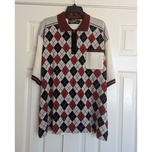 Vintage Royal Prestige Polo Shirt Mens 2XL  Geometric Multicolor Acrylic Blend